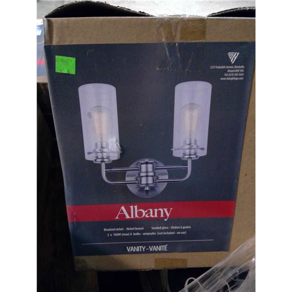 Albany Vanity Light - Brushed Nickel and Seaded Glass (2 Lights)