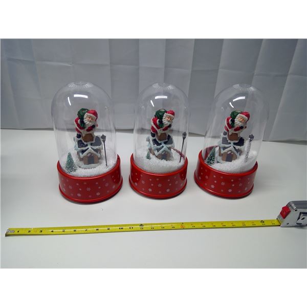 3x Santa Snowing Xmas Decorations