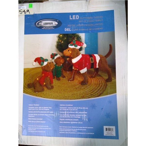 LED Glittering Thread - Set of 3 Dog Family Xmas Decoration