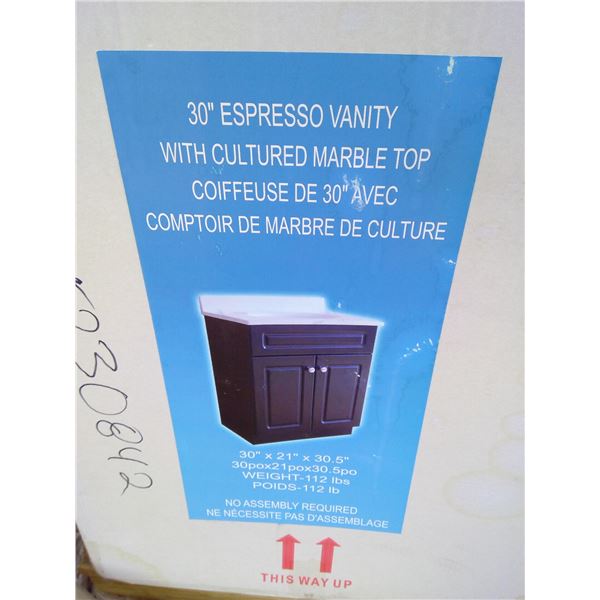 30" Espresso Vanity - Missing Cultured Marble Top