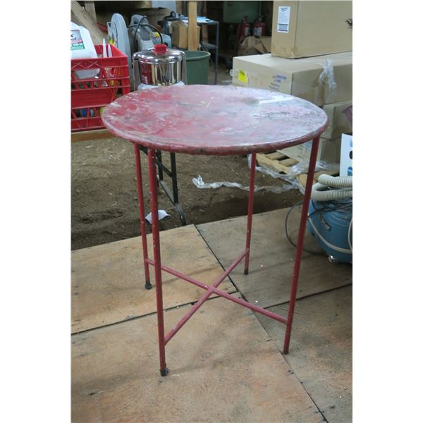 Red Metal Table 25" Across x 31" High