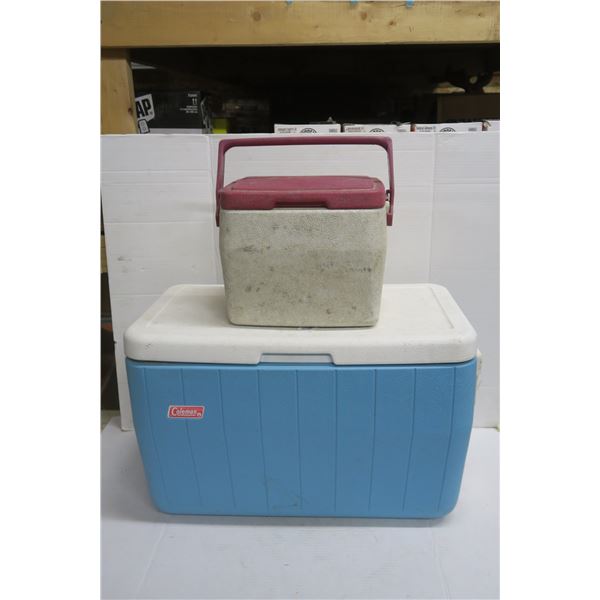 2 Coleman Coolers - 1 Large, 1 Small