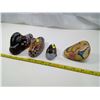 Image 1 : Carved Wood Birds and Painted Rock