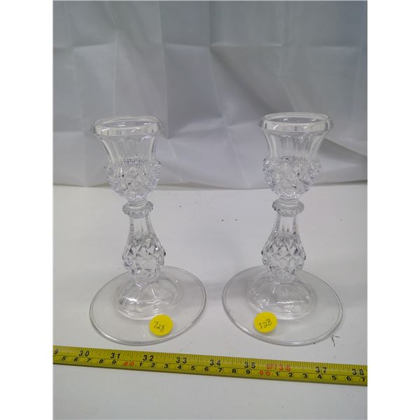 2 Glass Candle Sticks