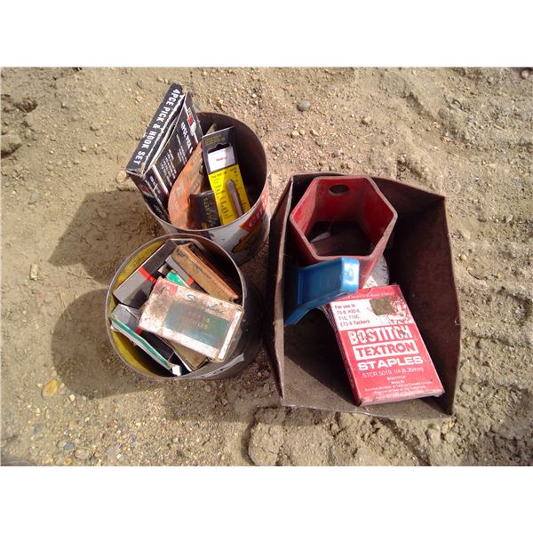 3 Buckets of Misc. Items - Chains, Hose, Tire Gauge