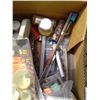 Image 3 : Box of Misc. Items - Mirror, Angle Rulers, 5 Piece Hole Saw Set