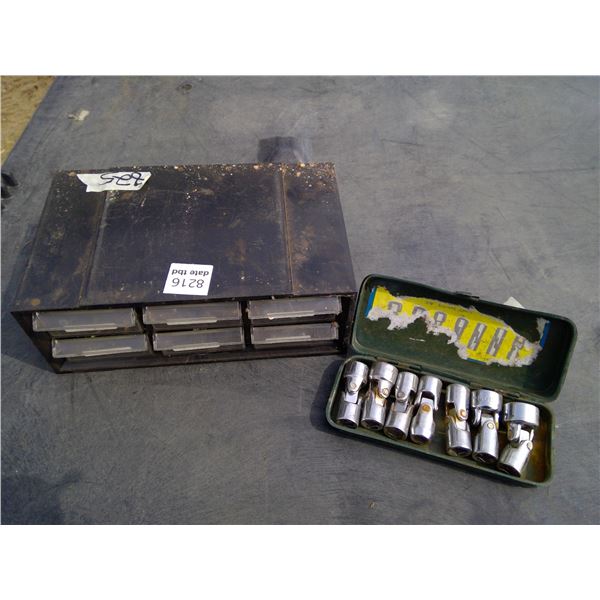 Universal Socket 3/8" Square Drive Bit Set and Black Display Case w/ Misc. Screws and Bolts