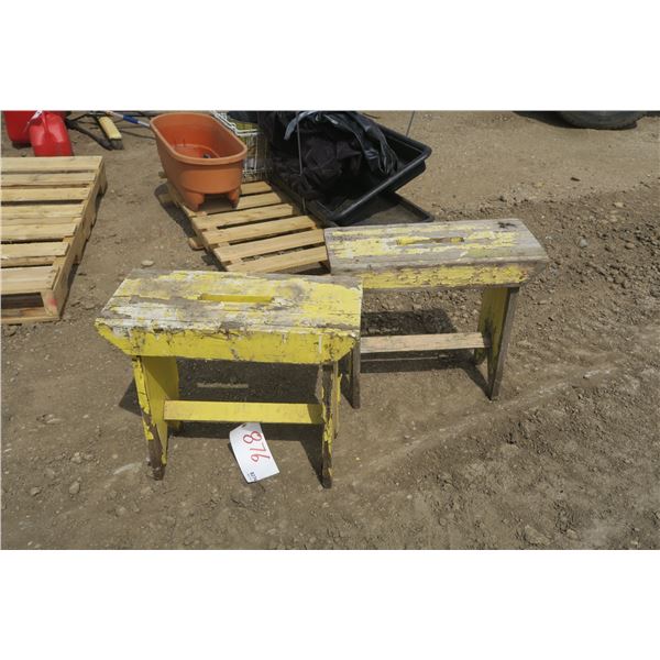 2 Wooden Stools - 20x9x17H"