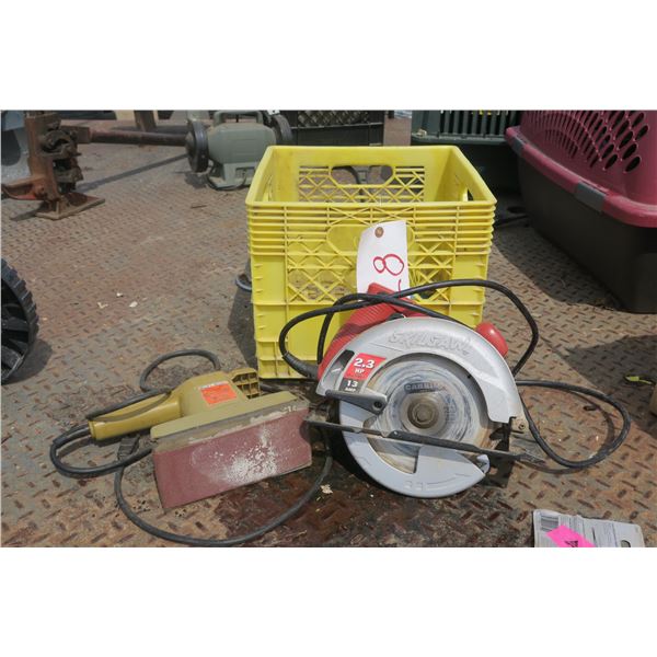 Crate of - Skilsaw, Black & Decker Finishing Sander, misc.