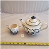 Blue Delph hand painted Teapot and sugar dish with lid