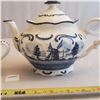 Image 2 : Blue Delph hand painted Teapot and sugar dish with lid
