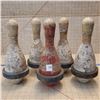 Image 1 : Lot of  5 vintage bowling Pins red white