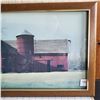 Image 2 : Large Gary Barsumian countryside barn farm art wall hanging framed approximately 38.5X14"