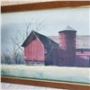 Image 3 : Large Gary Barsumian countryside barn farm art wall hanging framed approximately 38.5X14"