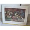 Image 1 : Vintage framed Dogs playing poker print by CM Coolidge. “His Station and Four Aces”