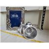 Image 4 : Metal decor camera & silver plated standing photo book with clasp.