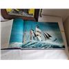 Image 4 : Ship, Vintage velvet painting & hard covered book “Romancing the Sea”