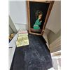 Vintage velvet painting & 3 velvet printed pieces to frame & paint.