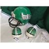 Image 2 : Saskatchewan Roughrider lot. Salt & pepper shakers, miniature Riddal helmet & warm poncho