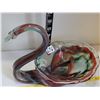 Image 2 : Mid century glass art swan. Multi-color green, purple & amber swirls.