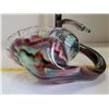 Image 3 : Mid century glass art swan. Multi-color green, purple & amber swirls.