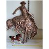 Image 1 : 1970's copper look heavy plastic Bucking Bronco Rider wall decor. Ceramic horse made in Japan.