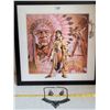 Image 1 : Beaded necklace & earring set with 3D photo of native american hunters.