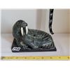 Image 1 : Wolf Original Walrus sculpture sitting on black slate.