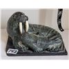 Image 2 : Wolf Original Walrus sculpture sitting on black slate.