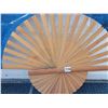 Image 2 : Large bamboo wall fan. Hand painted, good condition, 35” high, 60” wide.