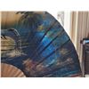 Image 4 : Large bamboo wall fan. Hand painted, good condition, 35” high, 60” wide.