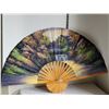 Image 1 : Vintage bamboo hand pained wall fan. 24”h X 39”W