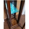 Image 5 : Vintage curio cabinet. 2 glass adjustable shelves & inside light. 69” tall, 10X10, bottom 14X12.