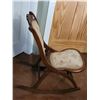 Image 4 : Vintage wooden folding rocking chair. Cushioned seat & back. Canadian made.