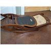 Image 7 : Vintage wooden folding rocking chair. Cushioned seat & back. Canadian made.
