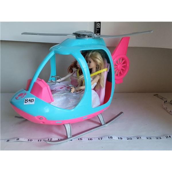 Mattel Barbie Helicopter & 2 dolls.