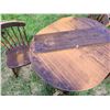 Image 2 : Wood table, leaf & 4 chairs. Table top is quite worn.