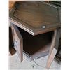 Image 2 : Set of 3 solid wood side tables with storage in one. Product of Canada.