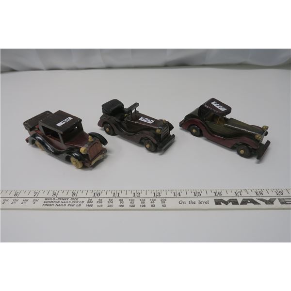 3 Small Wooden Cars