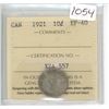 Image 1 : Canada 1921 Silver 10 cents. ICCS certified and graded EF-40.