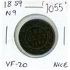 Image 1 : 1859 Narrow 9 Victorian Large Cent. VF-20. Rotated Die. Nice.