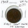 Image 1 : 1908 Canadian Large Cent. First Cent minted in Canada. VF-20.