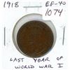 Image 1 : 1918 Canadian Large Cent. Last year of World War I. EF-40. Nice.