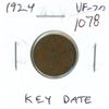 Image 1 : 1924 Canadian Small Cent. Key Date. VF-20.