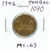 Image 1 : 1942 Tombac Beaver 5 Cents. The first of 2 Tombac coins. MS-63. Nice.