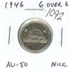 Image 1 : 1946 6 Over 6 Nickel 5 Cents. Scarce variety. AU-50. Nice.