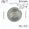 Image 1 : 1967 Canadian Diving Cougar Silver 25 Cents. Rotated Die. MS-63. Nice