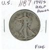 Image 1 : U.S. 1941S Walking Liberty Silver Half Dollar. San Francisco Mint. F-12.