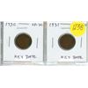 Image 1 : Lot of 2 Canadian George V Small Cents Key Dates 1930 & 1931. Both coins grade VF-20. Nice.