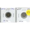 Image 1 : Lot of 2 Colony of Newfoundland World War II Silver 5 Cents. 1941c & 1943c. Coins grade VF-20 & VF-3